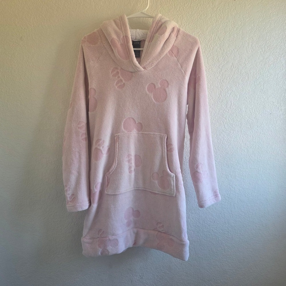 Disney Girls Pink Minnie Mouse Fleece Hoodie Dress Size Small Cozy Loungewear